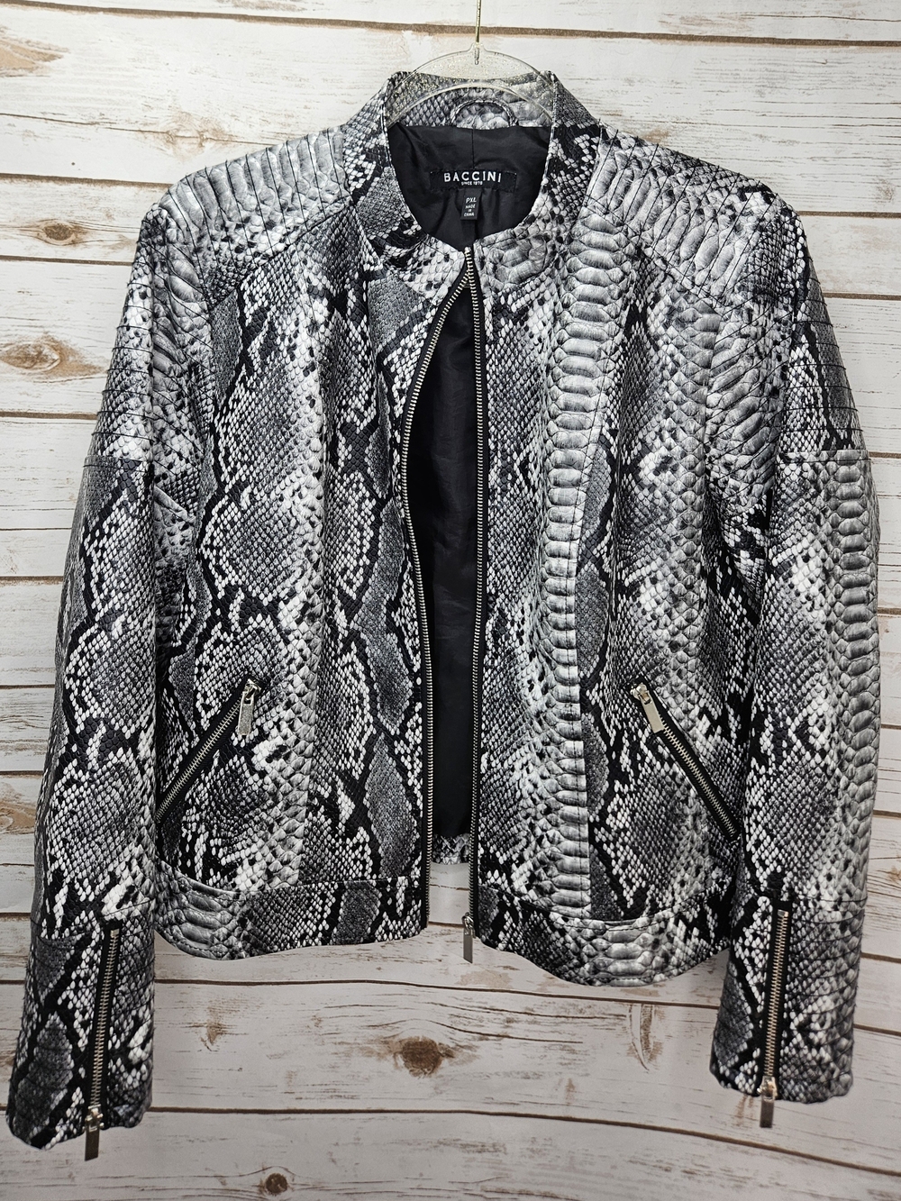 Baccinni Faux Snake Skin Zippered Jacket Size PXL